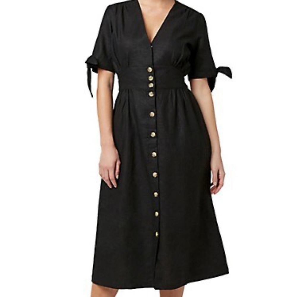 Buffalo David Bitton Mariposa V-Neck Button-Front Midi Dress Size L